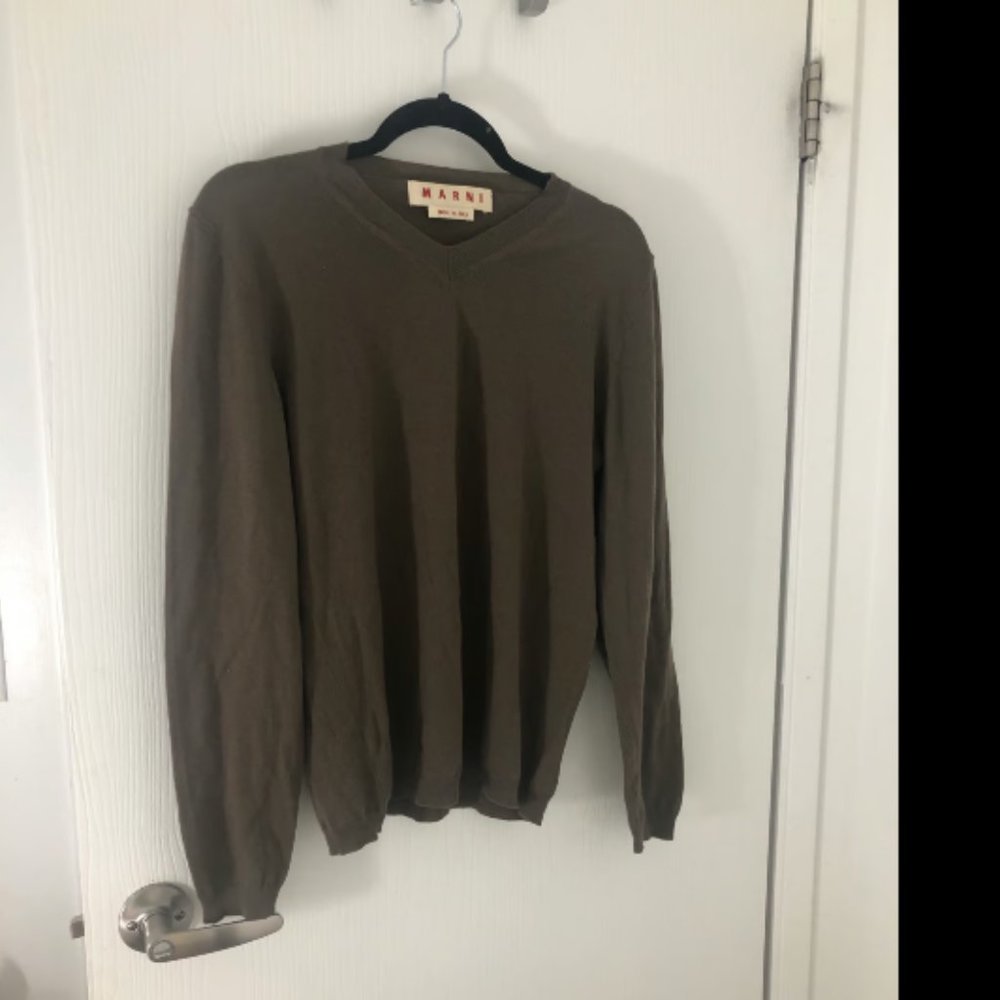Marni 100% Cashmere V Neck Sweater Sz 48